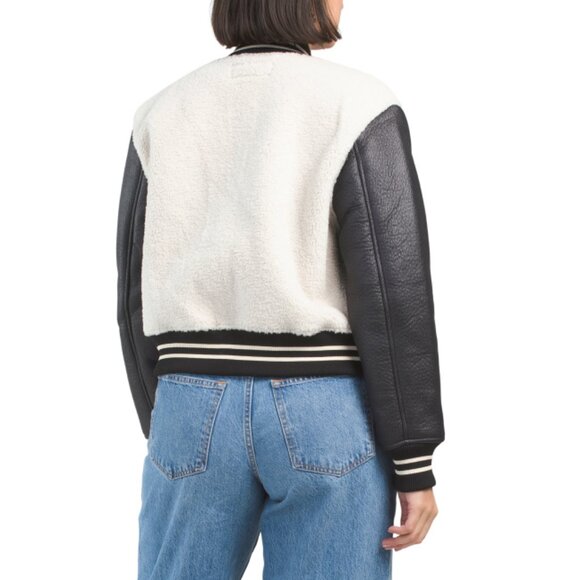 BLANK NYC Beige/Black Sherpa Bonded Bomber Jacket - Picture 2 of 2